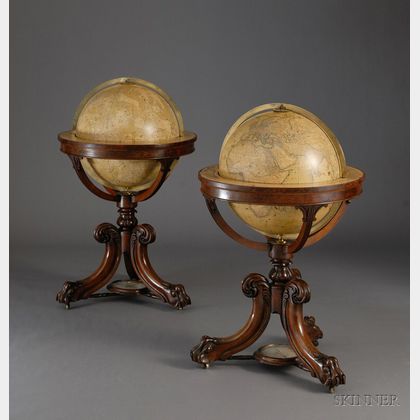 Magnificent Pair of 18-inch Newton Library Globes