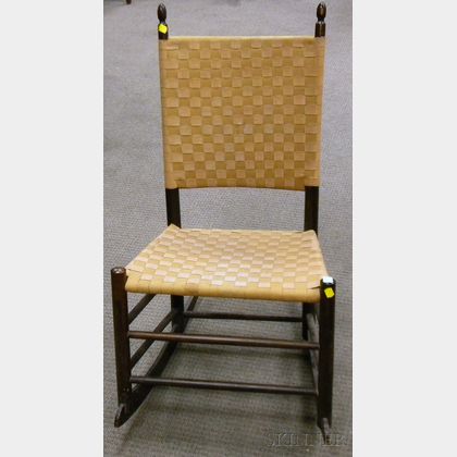 Shaker Production Maple Rocker with Woven Tape Back and Seat