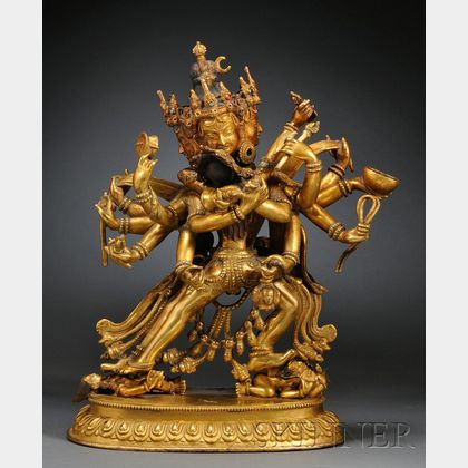 Gilt-bronze Yidam Chakrasamvara Yab-yum Group