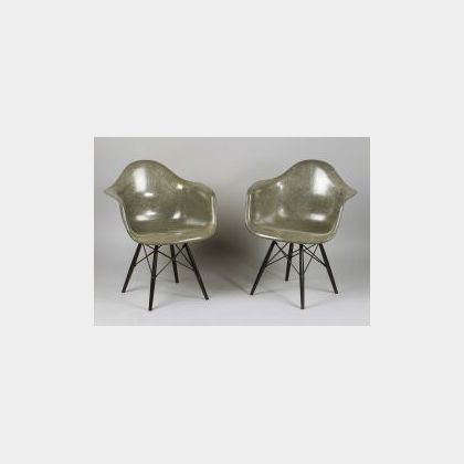 Pair of Charles Eames Molded Shell Chairs