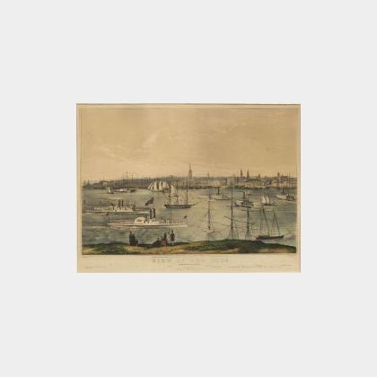 Nathaniel Currier, publisher (American 1813-1888) View of New York From Brooklyn Heights.