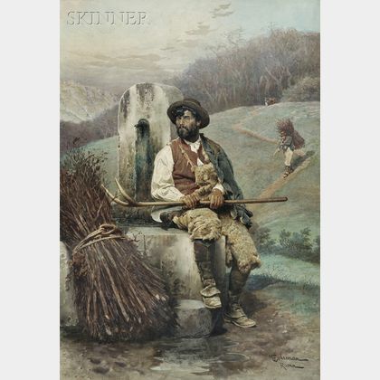 Francesco Coleman (Italian, 1851-1918) The Wood Gatherer