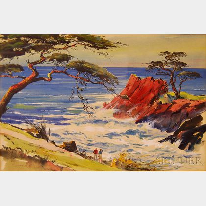 Carl Ivar Gilbert (American, 1882-1959) Point Lobos Cliffs.