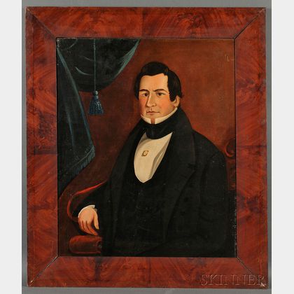 American School, 19th Century Portrait of a Gentleman Seated in a Classical Chair.