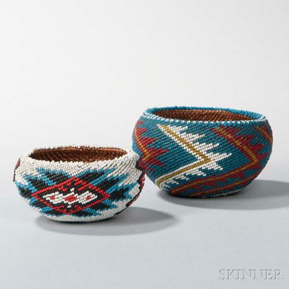 Two Paiute Beaded Baskets