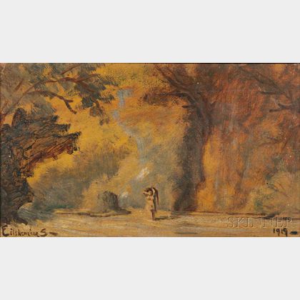 Louis Michel Eilshemius (American, 1864-1941) Autumn Landscape with Nude