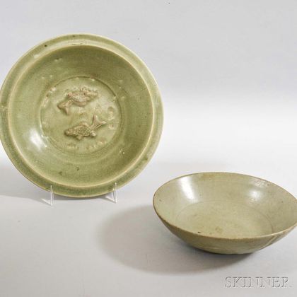Two Longquan-style Celadon Dishes