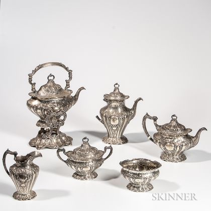Six-piece Gorham "Chantilly" Pattern Sterling Silver Tea and Coffee Service