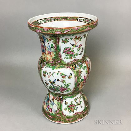 Famille Rose Export Porcelain Ku-form Vase