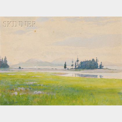 Harold Broadfield Warren (American, 1859-1934) Landscape with Distant Mountains