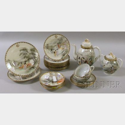 Twenty-piece Japanese Hand-painted Eggshell Porcelain Partial Tea Service. 