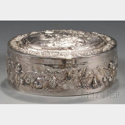 Continental Rococo Style Silver Plate Oval Box