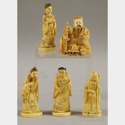 Five Asian Carved Ivory Figures
