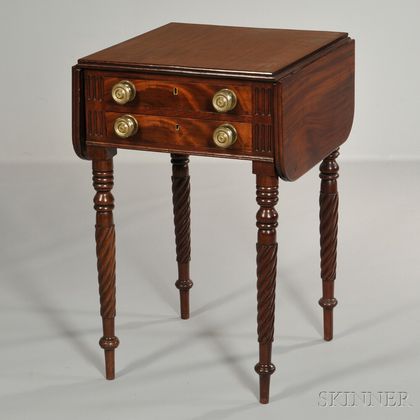 Carved Mahogany Worktable