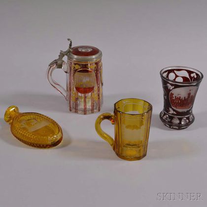 Four Colored Glass Vessels
