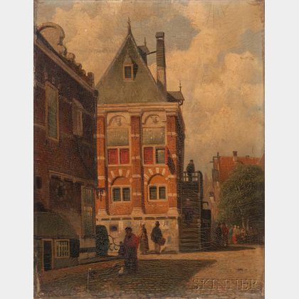 Dutch School, 19th Century Bustling Street.