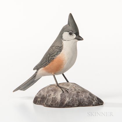 Jess Blackstone Carved and Painted Miniature Tufted Titmouse