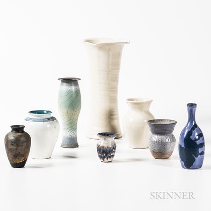 Eight Modern Studio Art Pottery Vases