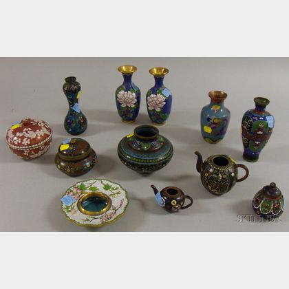 Approximately Eleven Cloisonne Table and Decorative Items