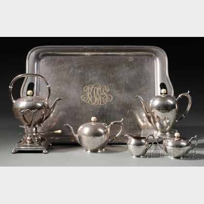 Arthur Stone Coffee and Tea Service with Gorham Tray