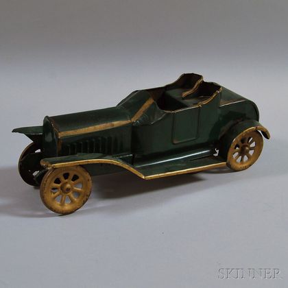 Vintage D.P. Clark Green-painted Pressed Steel Open Touring Car