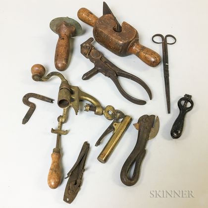 Nine Iron and Wood Tools. Estimate $20-200