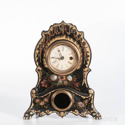 Iron-front and Mother-of-pearl Mantel Clock