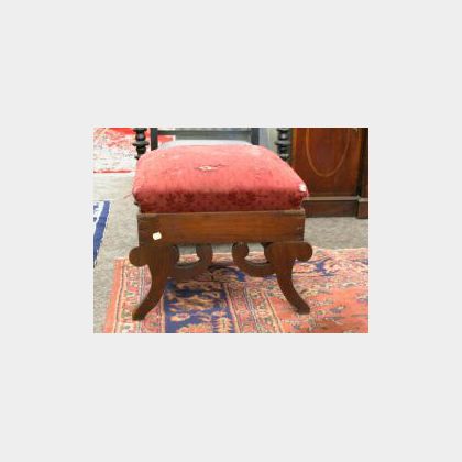 Victorian Upholstered Walnut Ottoman. 