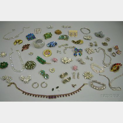 Group of Vintage Paste and Crystal Costume Jewelry