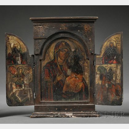 Greek Painted Triptych