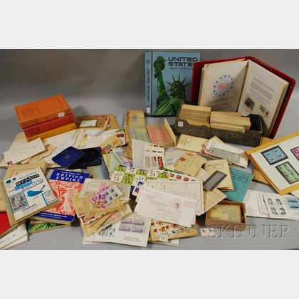 Collection of 20th Century U.S. Postage Stamps, First Day Covers with Related Books and Pamphlets, and Approximately 375 Unused Earl...