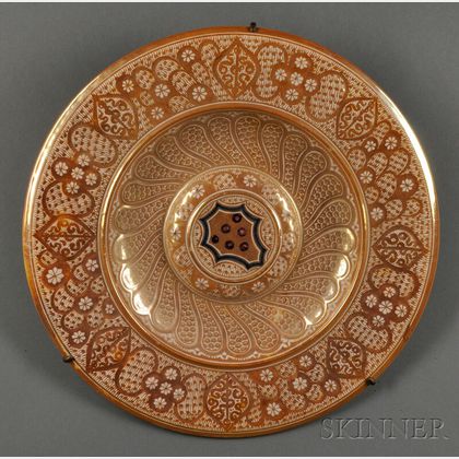 Hispano-Moresque-style Copper-lustre Charger