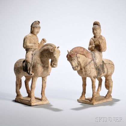 Two Pottery Horse and Riders