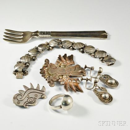 Group of William Spratling Silver Jewelry