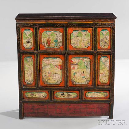 Paint-decorated Wooden Cabinet