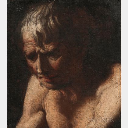Manner of Luca Giordano (Italian, 1634-1705) Portrait Head of a Man