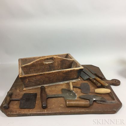 Large Cutlery Box and Large Cutting Board with Three Knives and Five Food Choppers
