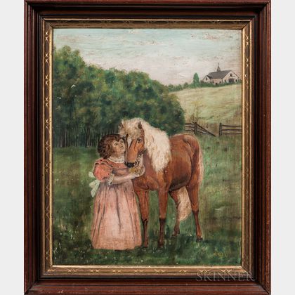 American School, 19th Century Girl with Horse