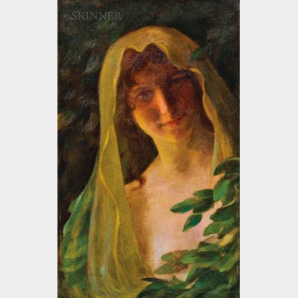 Charles Courtney Curran (American, 1861-1942) Woman in a Veil