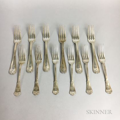 Six Tiffany & Co. Sterling Silver Dinner Forks and Six Tiffany & Co. Sterling Silver Luncheon Forks