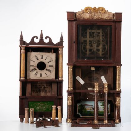 Parts for Two Birge, Mallory & Co. Triple-decker Clocks