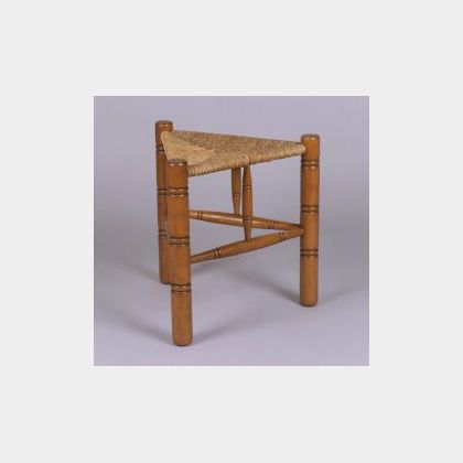 Wallace Nutting Turned Maple Three-leg Brewster Stool