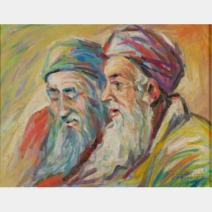 Attributed to Bezalel Schatz (Israeli, 1912-1978) Portrait of Two Men