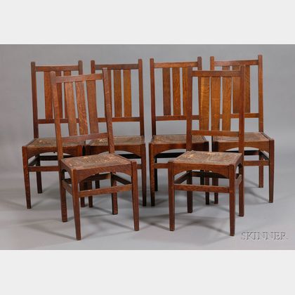 Six Gustav Stickley Dining Chairs