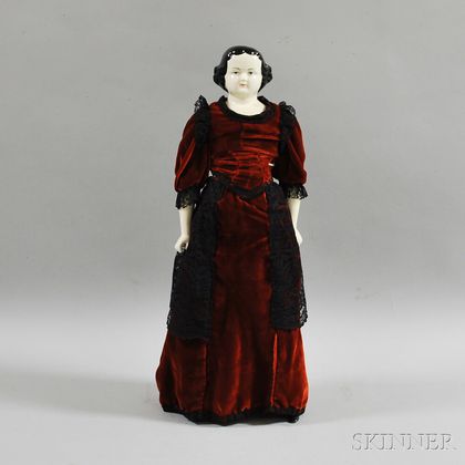 Black-haired China Shoulder Head Doll