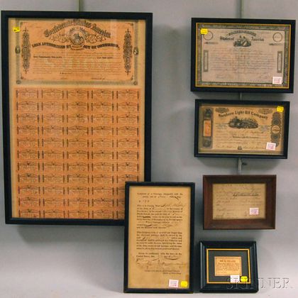 Six Framed 18th and 19th Century American Printed Documents