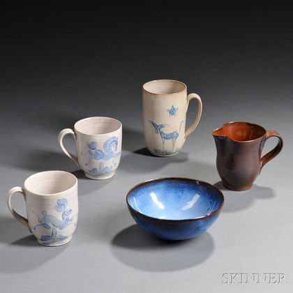 Five Pieces of Edwin and Mary Sheier Pottery 
