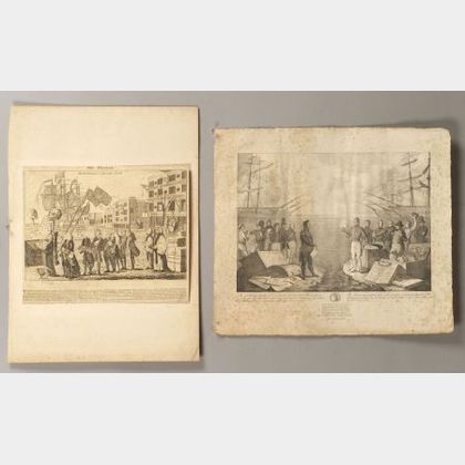 Two Early American Satirical/Political Themed Prints