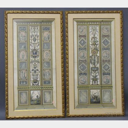 Pair of Large Hand-colored Book Plate Engravings