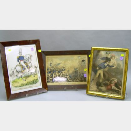 Three Framed 19th Century Historical Hand-colored Lithographs